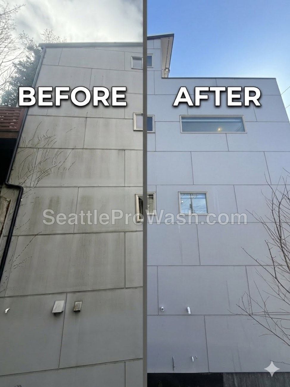 House siding before and after soft washing